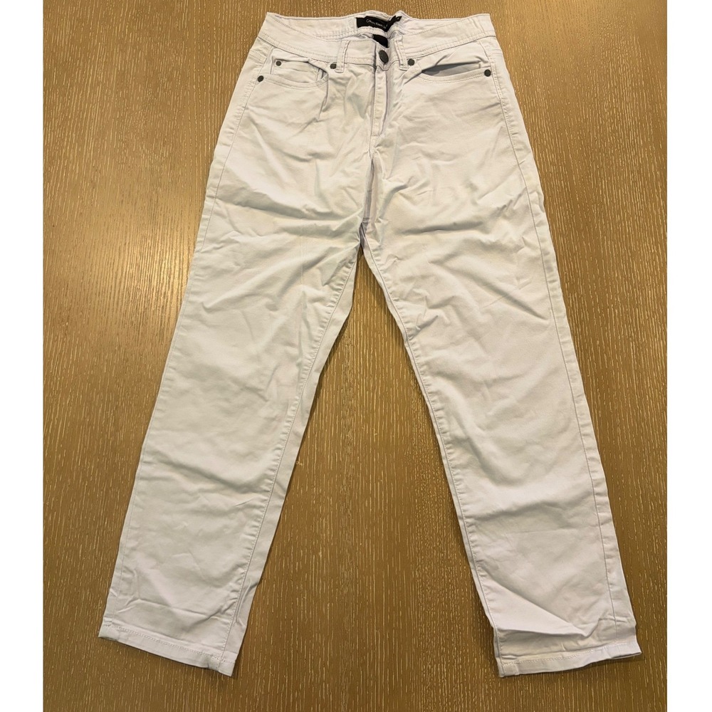 Calvin Klein Jeans Women's White Gray Pants Skinny Crop Size 8 Mid Rise Preppy